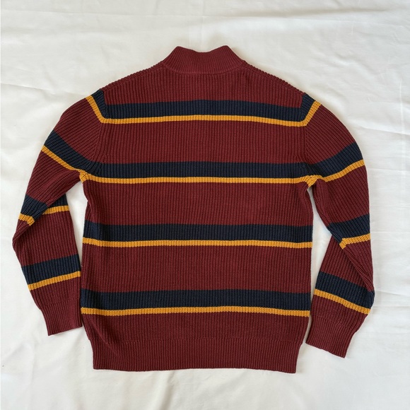 Vineyard Vines Quarter Zip Striped Pullover Sweater Burgundy Navy Yellow Men Med - Picture 3 of 6